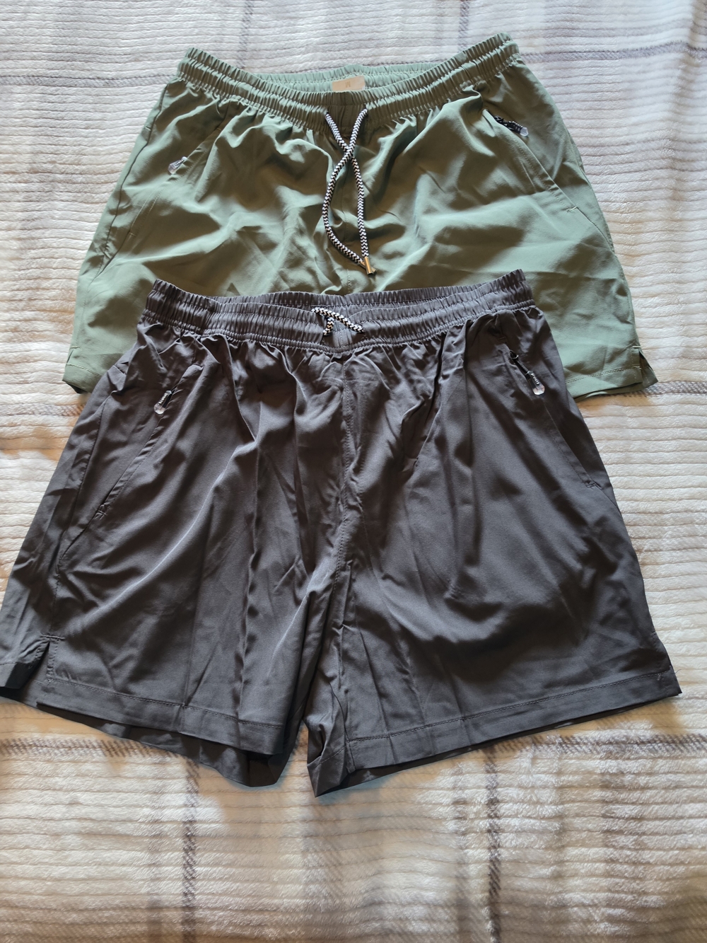 Light Green and Charcoal Drawstring Shorts Duo